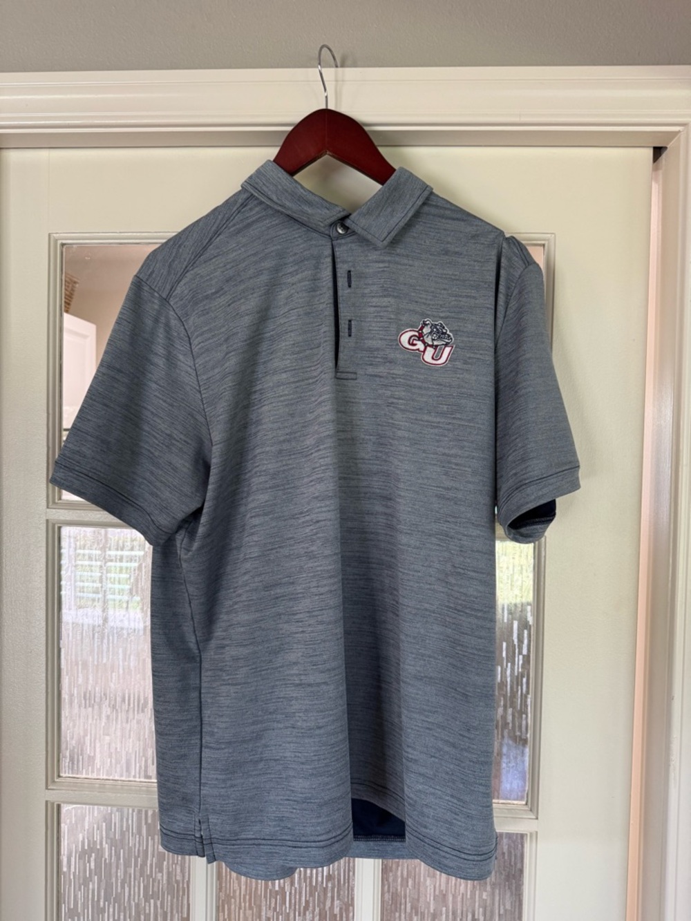 Gonzaga Tommy Bahama Grey Heathered Polo with Embroidered Logo